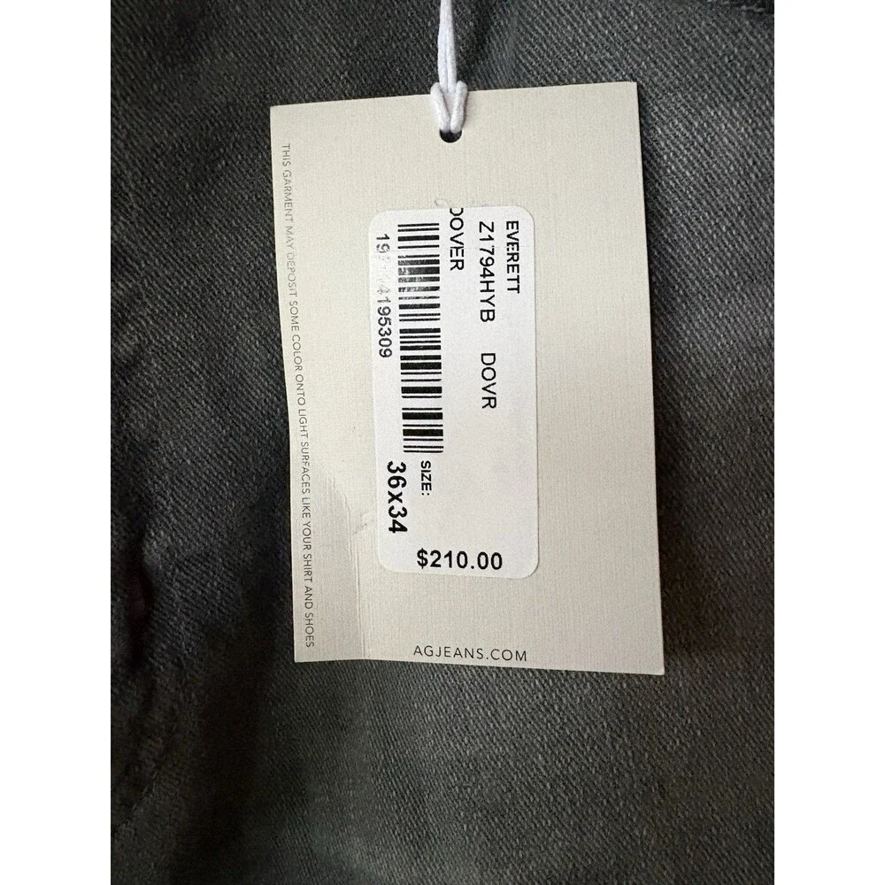 AG Adriano Goldschmied men Dover Wash Everett Slim Straight Jean size 36x34 $210